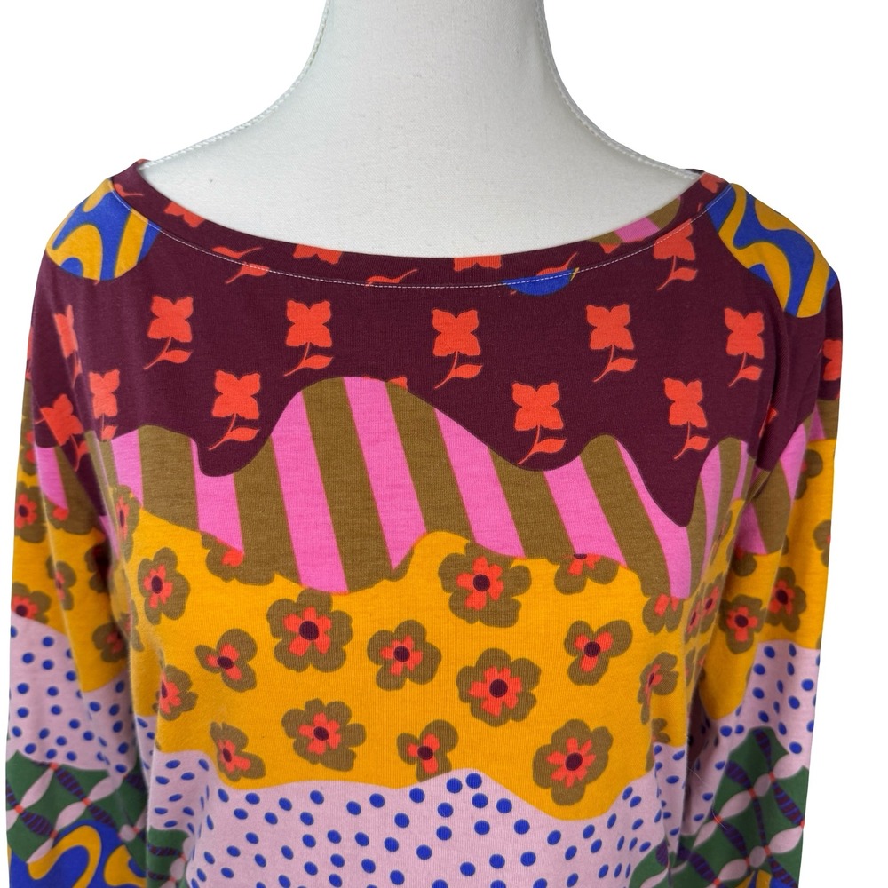 Latino Heritage Month Target Funky Print Ruched Sides‎ Midi Dress Long Sleeve XL